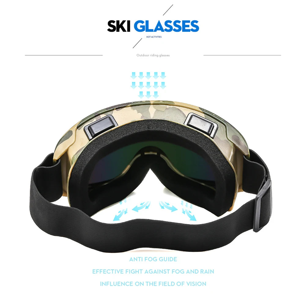 Gafas de esquí de montura grande con lentes coloridas, lentes anticolisión y antideslumbrantes, para deportes al aire libre, nieve, Snowboard, snowboard, esquí