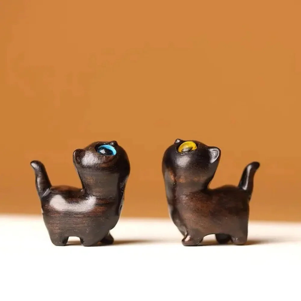 Estatuilla de gatito de madera con encanto, decoración de gato hecha a mano para el hogar, Idea de regalo perfecta, accesorios para gato