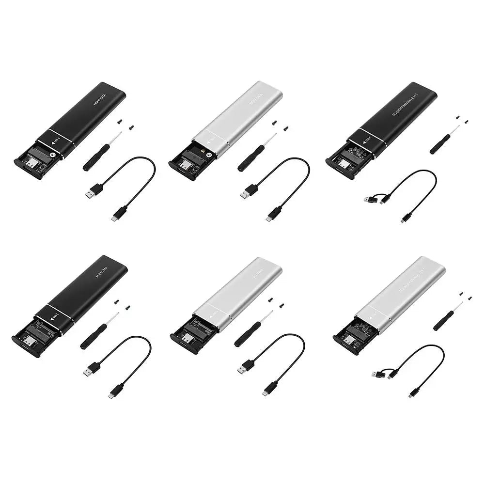 Caja SSD M2 de protocolo dual, adaptador de carcasa SSD SATA M.2 NVMe, 10Gbps, USB 3,1 tipo C, carcasa externa compatible con teclas M y B & M
