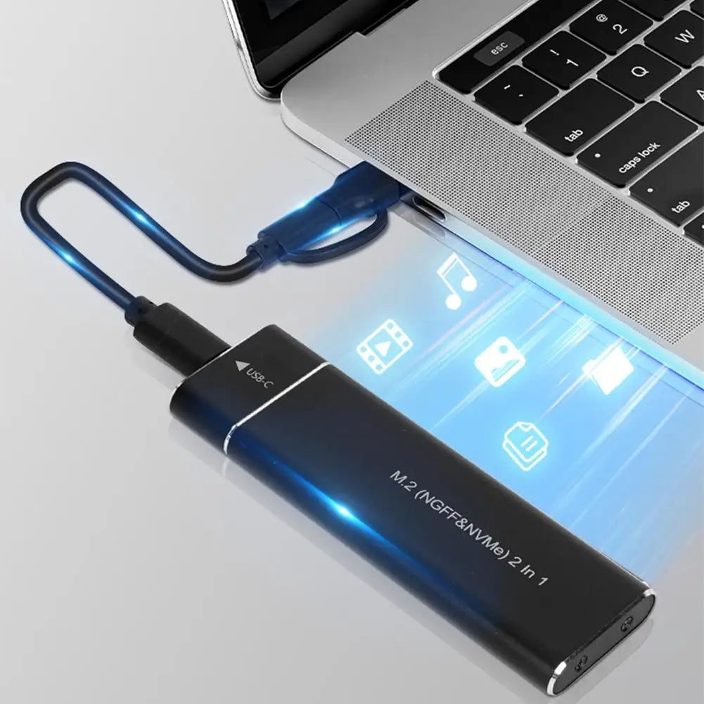Caja SSD M2 de protocolo dual, adaptador de carcasa SSD SATA M.2 NVMe, 10Gbps, USB 3,1 tipo C, carcasa externa compatible con teclas M y B & M