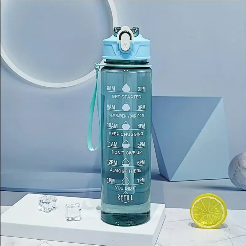 Botella de agua deportiva de gran capacidad de 800ml/27oz, taza de plástico a prueba de fugas con báscula de tiempo adecuada para viajes, deportes de Fitness