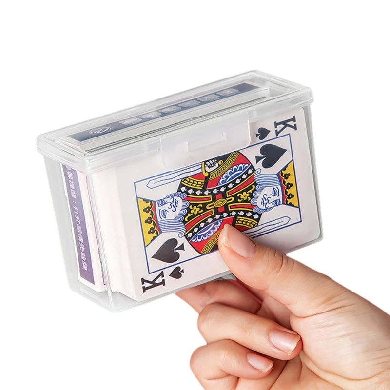 Caja almacenamiento vacía para naipes, estuche plástico para naipes, broches cerrados