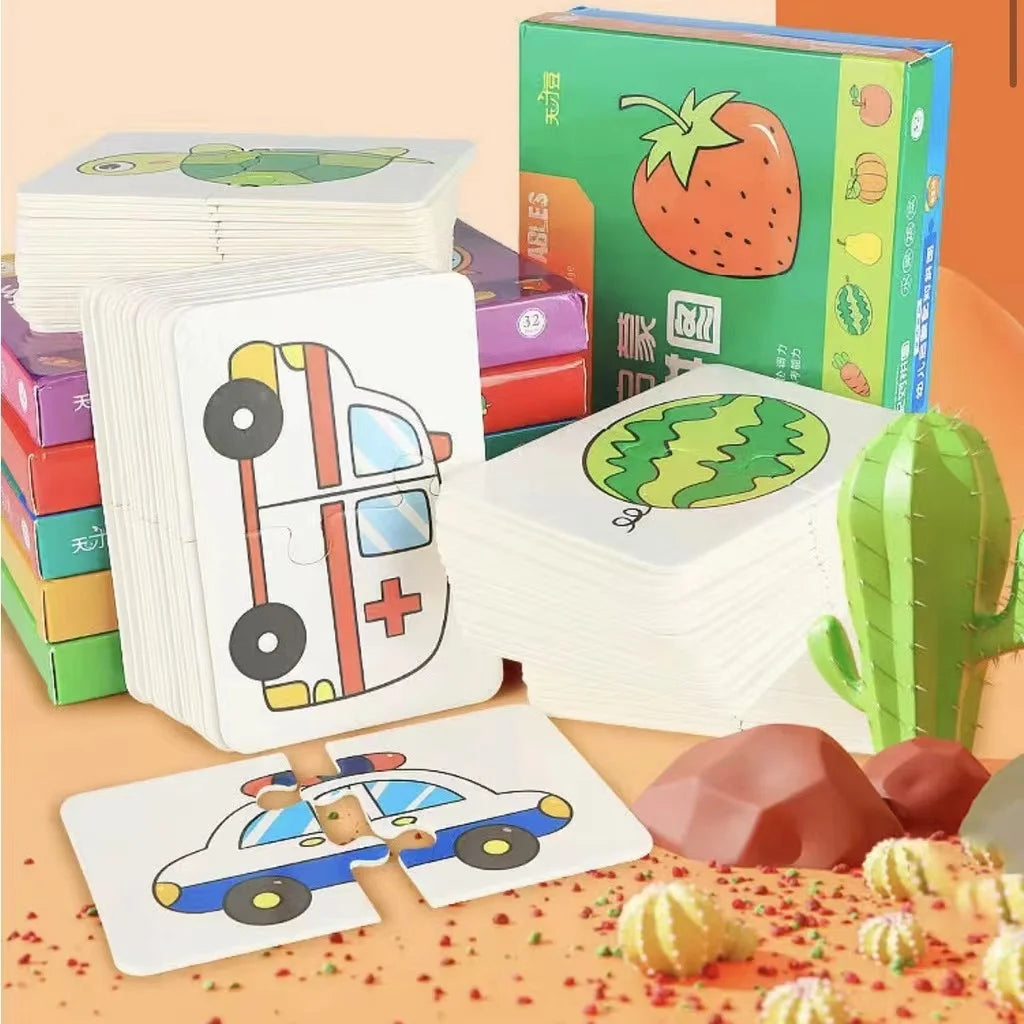 32 Uds. Tarjeta de iluminación rompecabezas a juego educación temprana patrón de dibujos animados juguetes cognitivos para niños y niñas