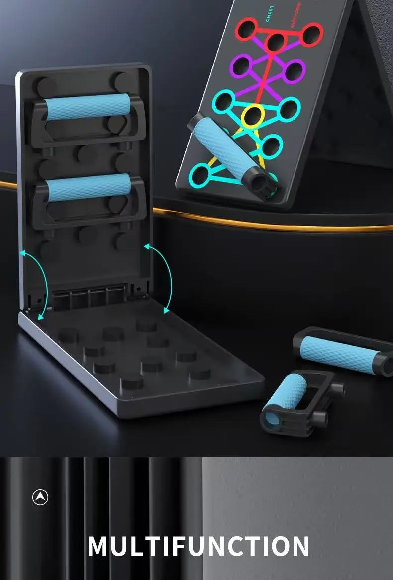 Juego de tablero de realce multifuncional portátil con asas, equipo de Fitness plegable para entrenamiento de pecho, Abdomen, brazos y espalda