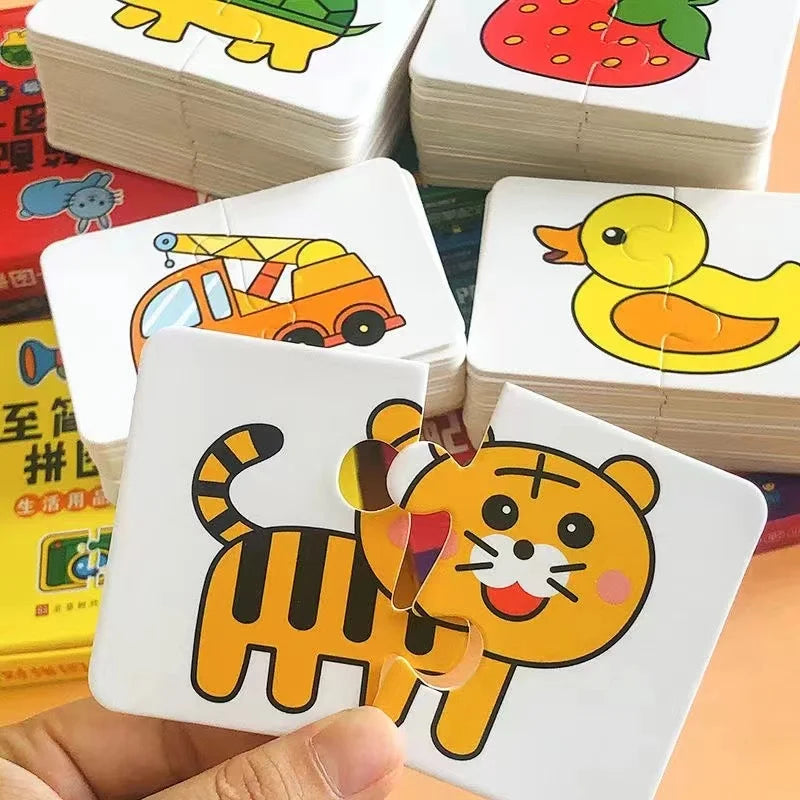 32 Uds. Tarjeta de iluminación rompecabezas a juego educación temprana patrón de dibujos animados juguetes cognitivos para niños y niñas