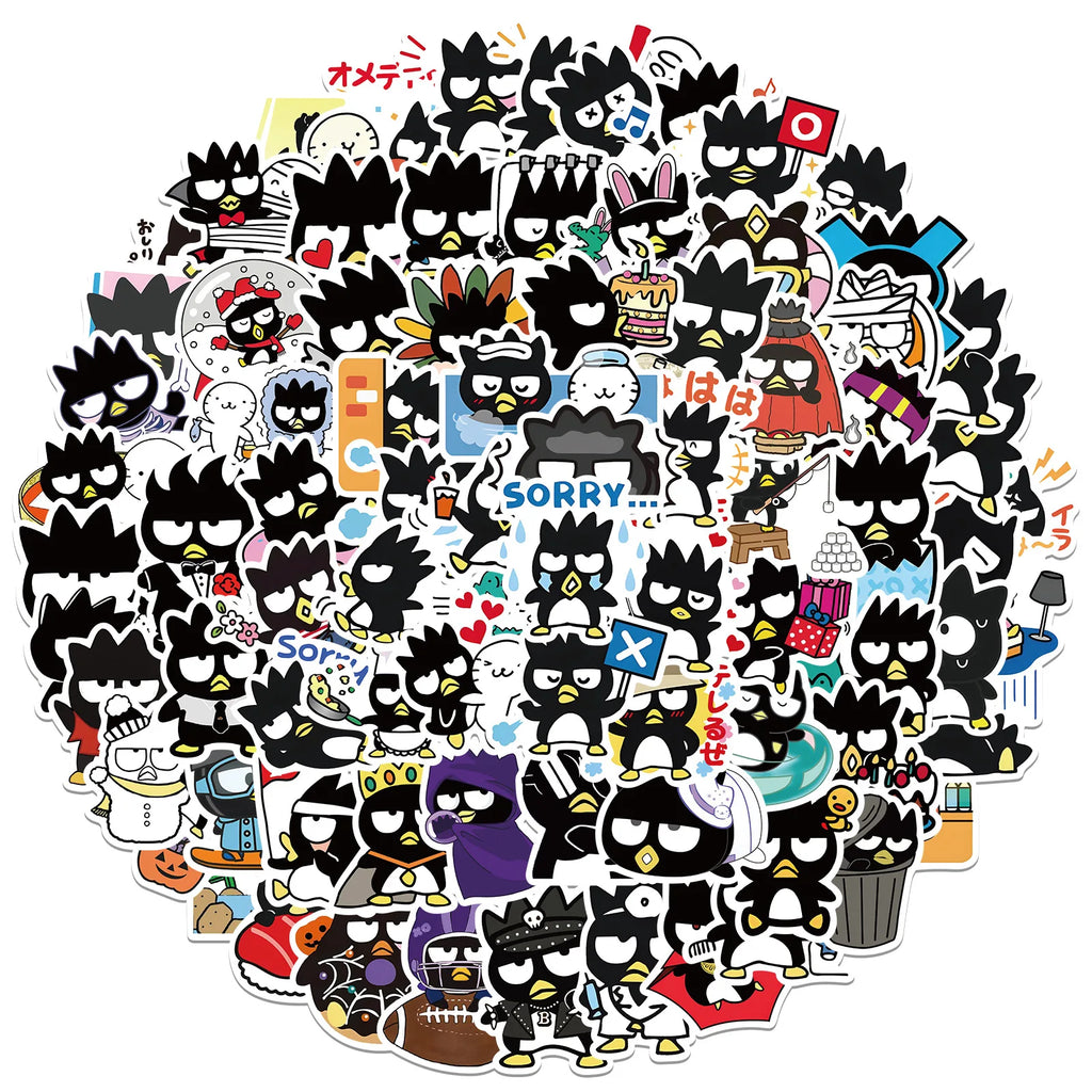 100 Uds. Pegatinas bonitas de pingüino Badtz-maru de dibujos animados Kawaii botella de agua portátil monopatín equipaje pegatinas impermeables