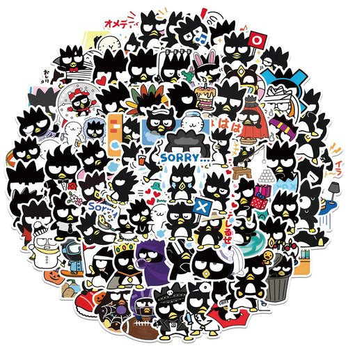 100 Uds. Pegatinas bonitas de pingüino Badtz-maru de dibujos animados Kawaii botella de agua portátil monopatín equipaje pegatinas impermeables
