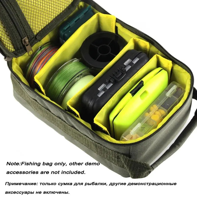 Bolsa de aparejos de pesca Oxford, carrete de pesca portátil de gran capacidad, señuelo, gancho, almacenamiento de engranajes, bolso, funda de carrete de pesca al aire libre