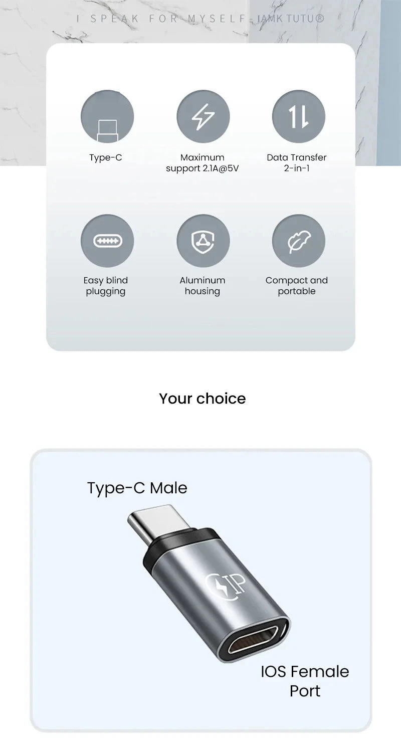 Adaptador USB C a Lightning carga rápida tipo C macho a IOS hembra convertidor transferencia de datos para Iphone15 Xiaomi adaptador USB C