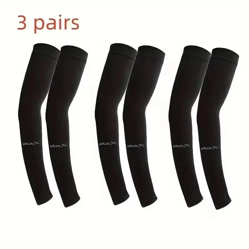 3 pares de fundas de protección solar Unisex, fundas de brazo refrescantes transpirables para actividades al aire libre, ciclismo, correr, montañismo