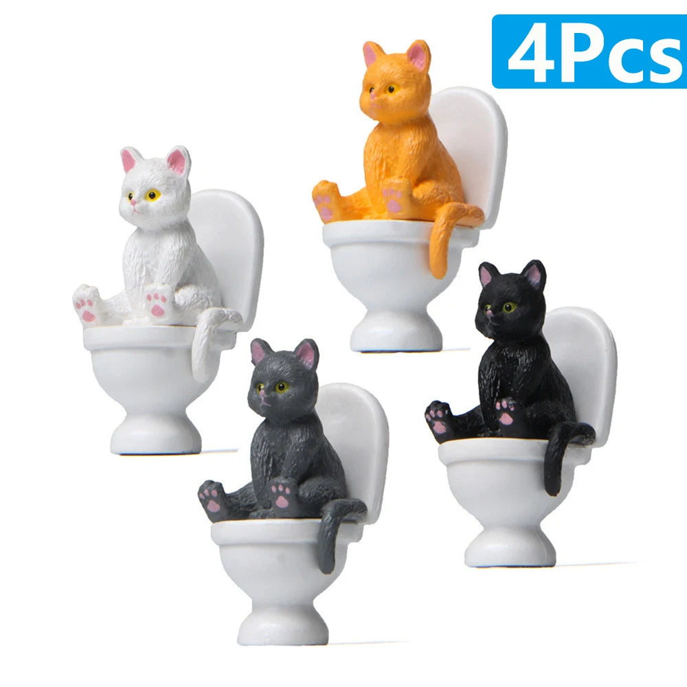 Figuras de gato sentado, adorno de gato para inodoro, muñeca de gato Kawaii, micropaisaje, Hada, jardín, miniatura para niños, juguete de gato, decoración del hogar