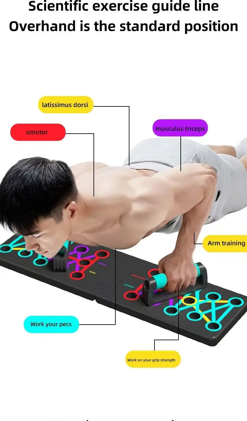 Juego de tablero de realce multifuncional portátil con asas, equipo de Fitness plegable para entrenamiento de pecho, Abdomen, brazos y espalda