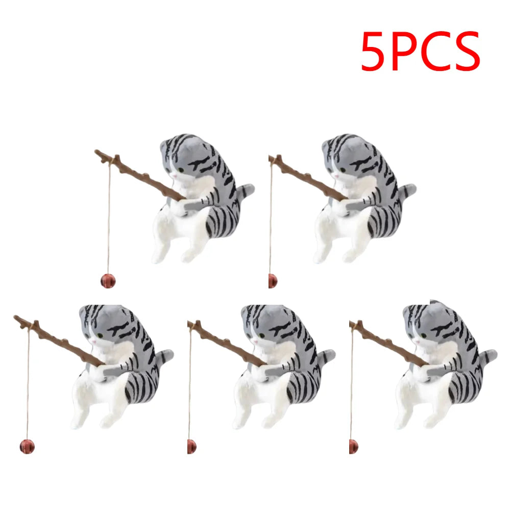Estatuilla de pesca para gatos, escultura de gato sentado, adorno de resina, muebles decorativos para acuario, 1-5 piezas