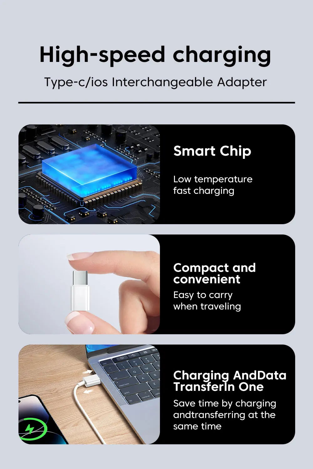 Adaptador USB C a Lightning carga rápida tipo C macho a IOS hembra convertidor transferencia de datos para Iphone15 Xiaomi adaptador USB C