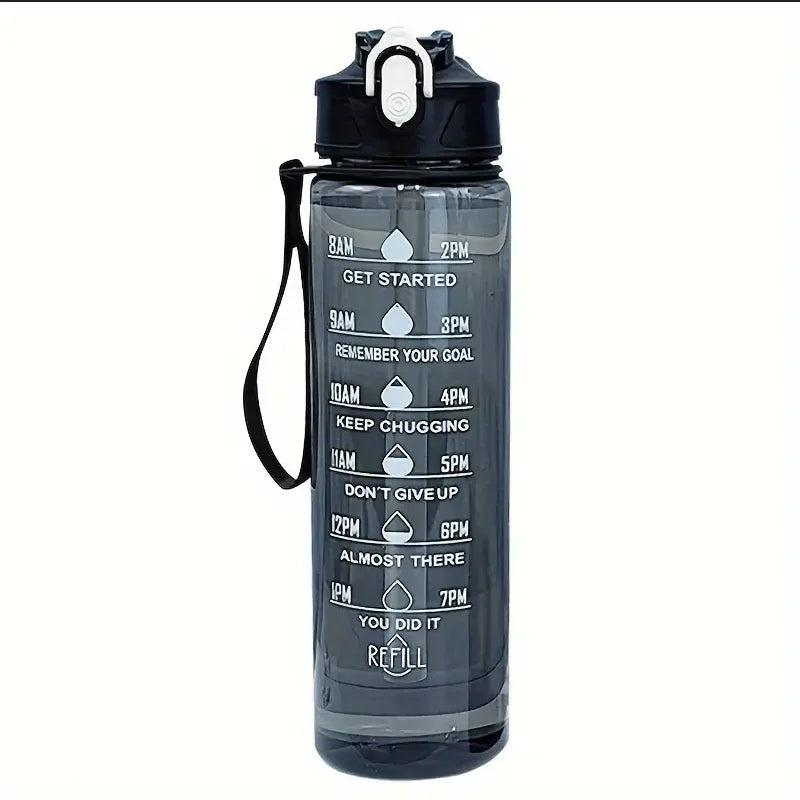 Botella de agua deportiva de gran capacidad de 800ml/27oz, taza de plástico a prueba de fugas con báscula de tiempo adecuada para viajes, deportes de Fitness
