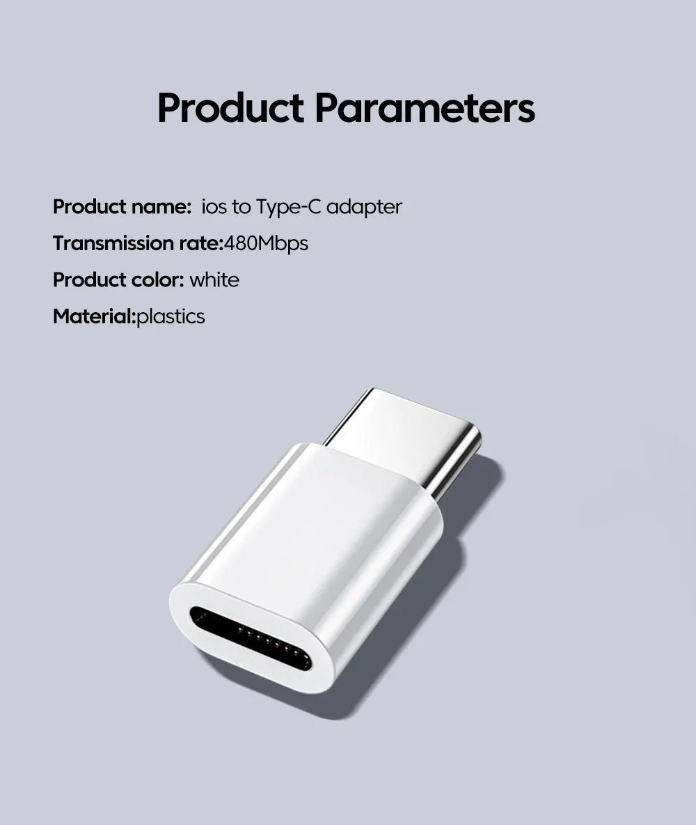 Adaptador USB C a Lightning carga rápida tipo C macho a IOS hembra convertidor transferencia de datos para Iphone15 Xiaomi adaptador USB C