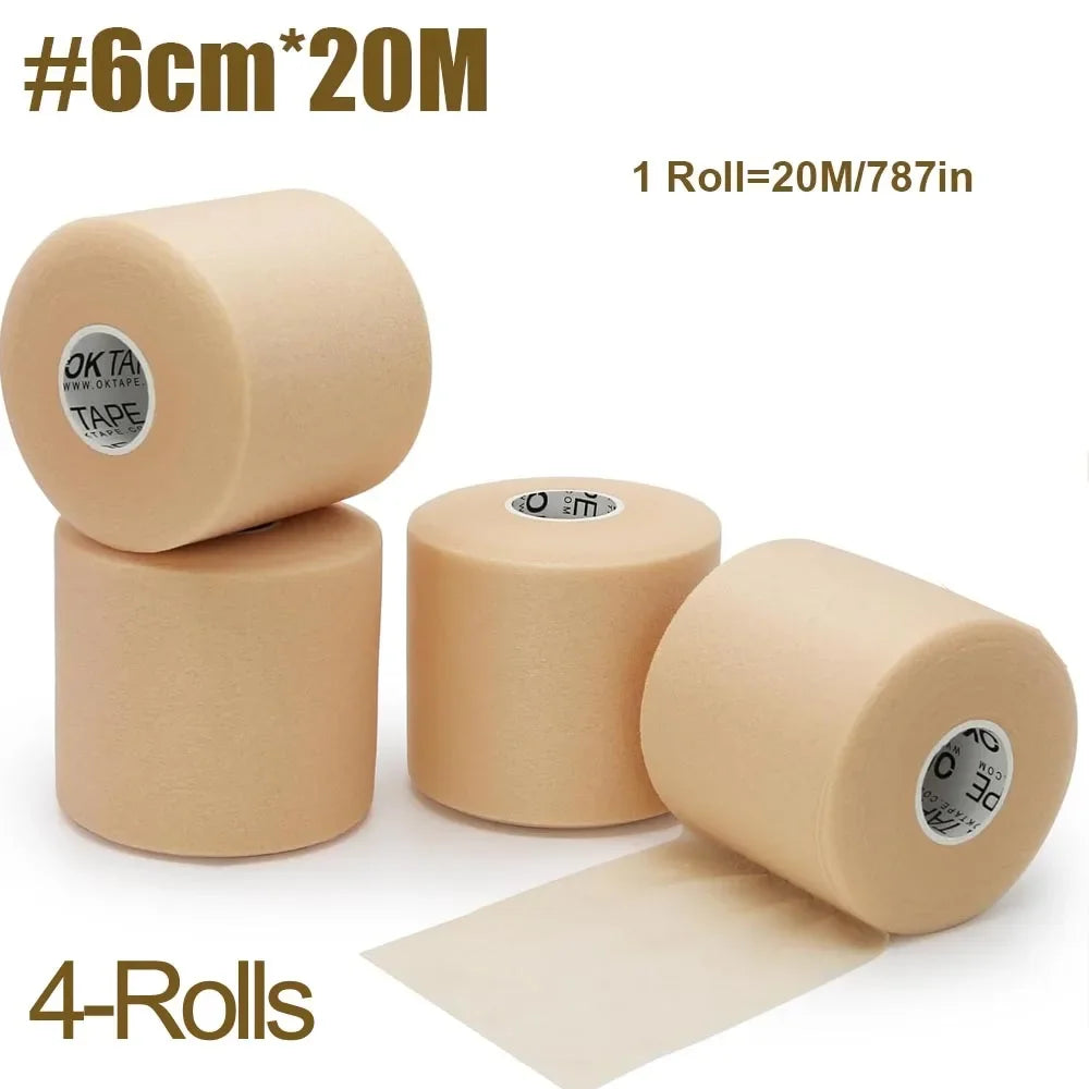 4 Rollos Cinta Atlética Preenvoltura OK TAPE – Vendaje Deportivo de Espuma 🏋️♂️