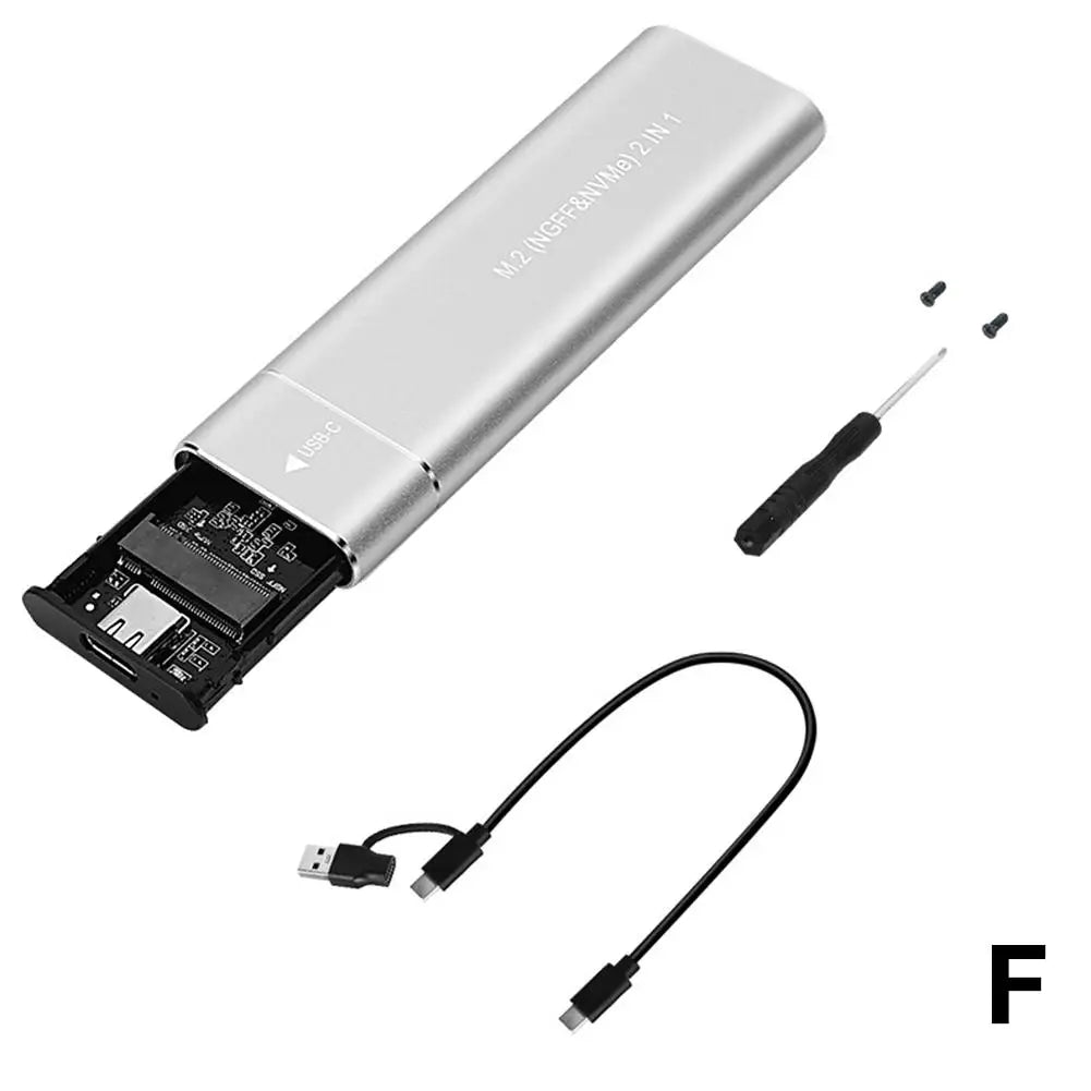 Caja SSD M2 de protocolo dual, adaptador de carcasa SSD SATA M.2 NVMe, 10Gbps, USB 3,1 tipo C, carcasa externa compatible con teclas M y B & M