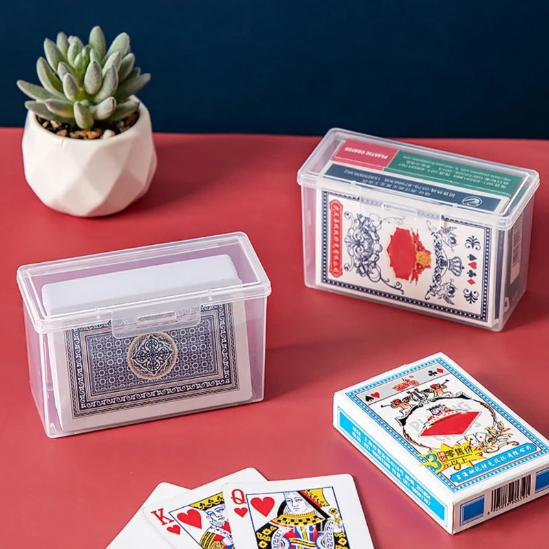 Caja almacenamiento vacía para naipes, estuche plástico para naipes, broches cerrados