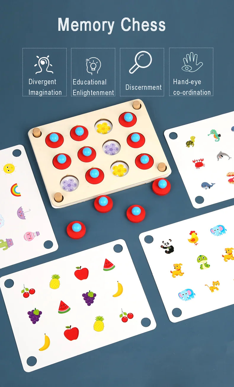 Ajedrez con memoria, juguetes educativos para niños, entrenamiento de concentración, desarrollo de lógica de pensamiento, educación Montessori