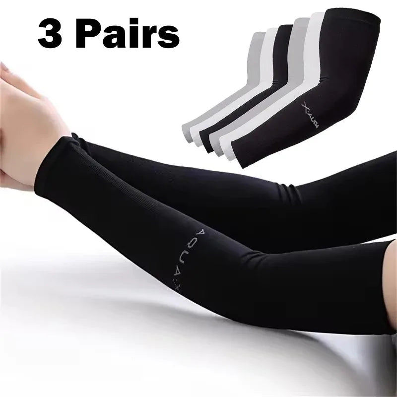 3 pares de fundas de protección solar Unisex, fundas de brazo refrescantes transpirables para actividades al aire libre, ciclismo, correr, montañismo