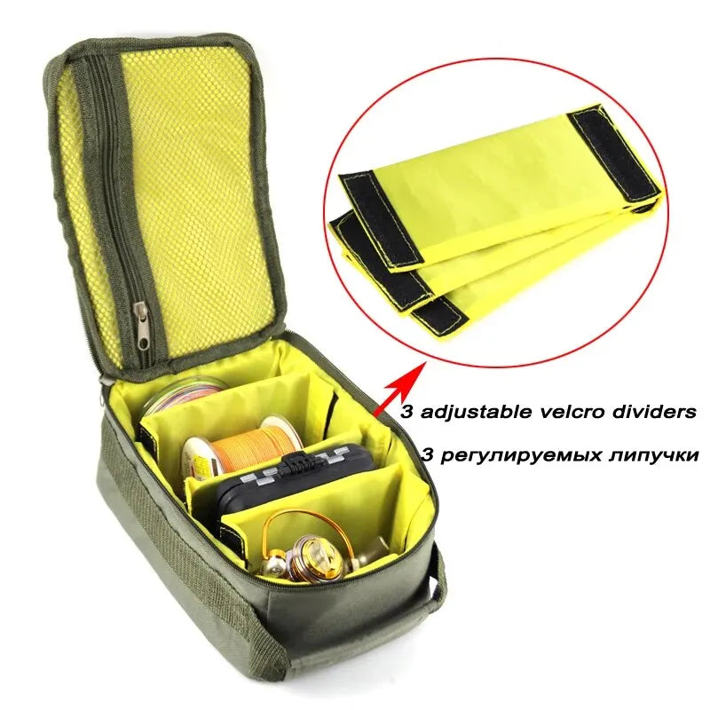 Bolsa de aparejos de pesca Oxford, carrete de pesca portátil de gran capacidad, señuelo, gancho, almacenamiento de engranajes, bolso, funda de carrete de pesca al aire libre