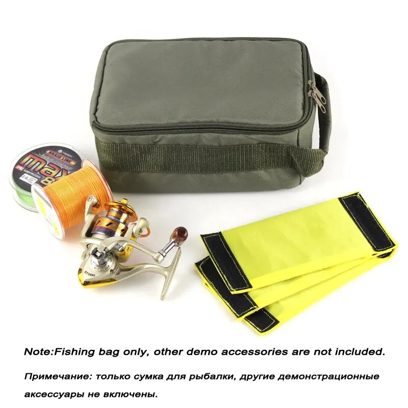 Bolsa de aparejos de pesca Oxford, carrete de pesca portátil de gran capacidad, señuelo, gancho, almacenamiento de engranajes, bolso, funda de carrete de pesca al aire libre