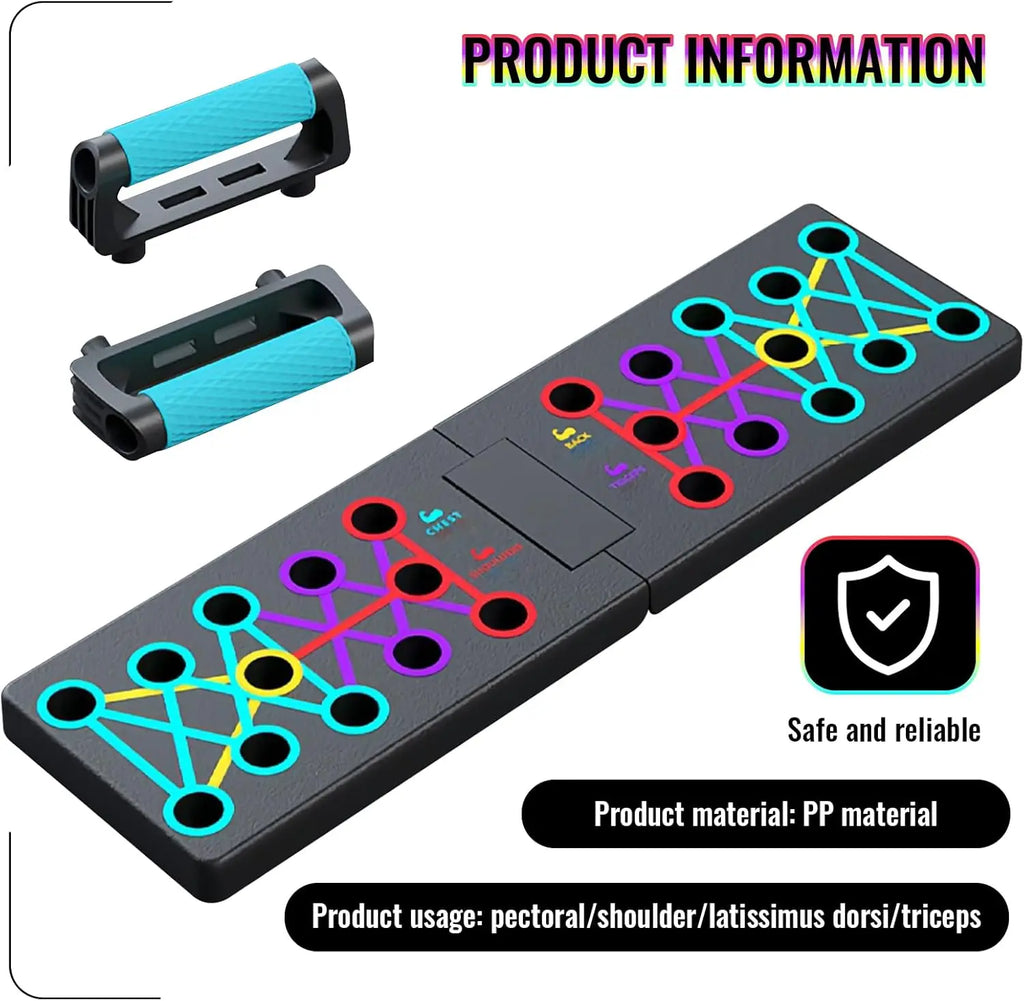 Juego de tablero de realce multifuncional portátil con asas, equipo de Fitness plegable para entrenamiento de pecho, Abdomen, brazos y espalda