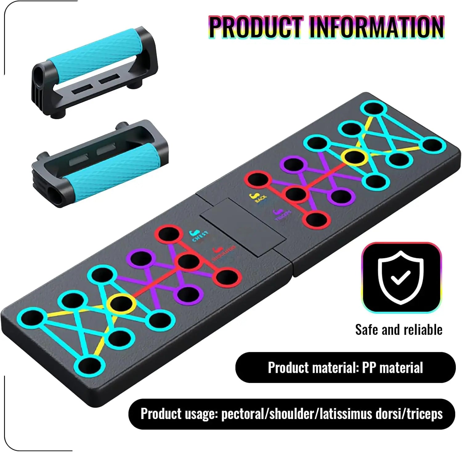 Juego de tablero de realce multifuncional portátil con asas, equipo de Fitness plegable para entrenamiento de pecho, Abdomen, brazos y espalda