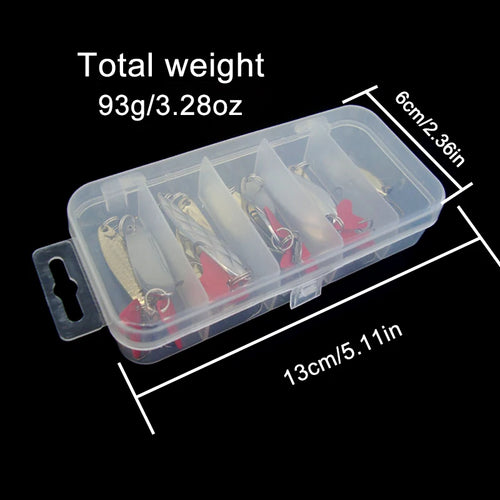10 unids/set oro y plata plantilla de Metal cuchara Spinner señuelo de pesca Wobbler juego de cebo con caja de aparejos de pesca Kit para pesca