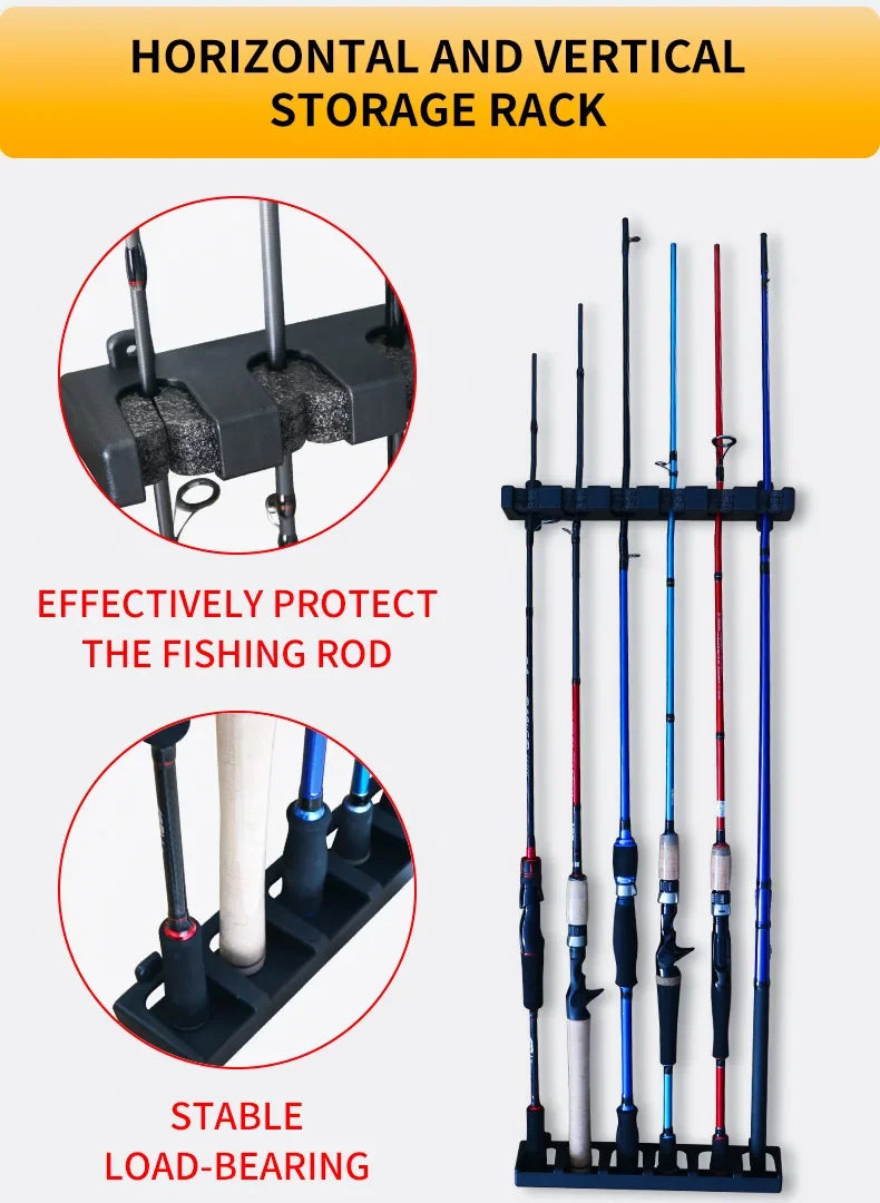 Estante de Almacenamiento para Cañas de Pescar 🎣 | Soporte Montado en la Pared
