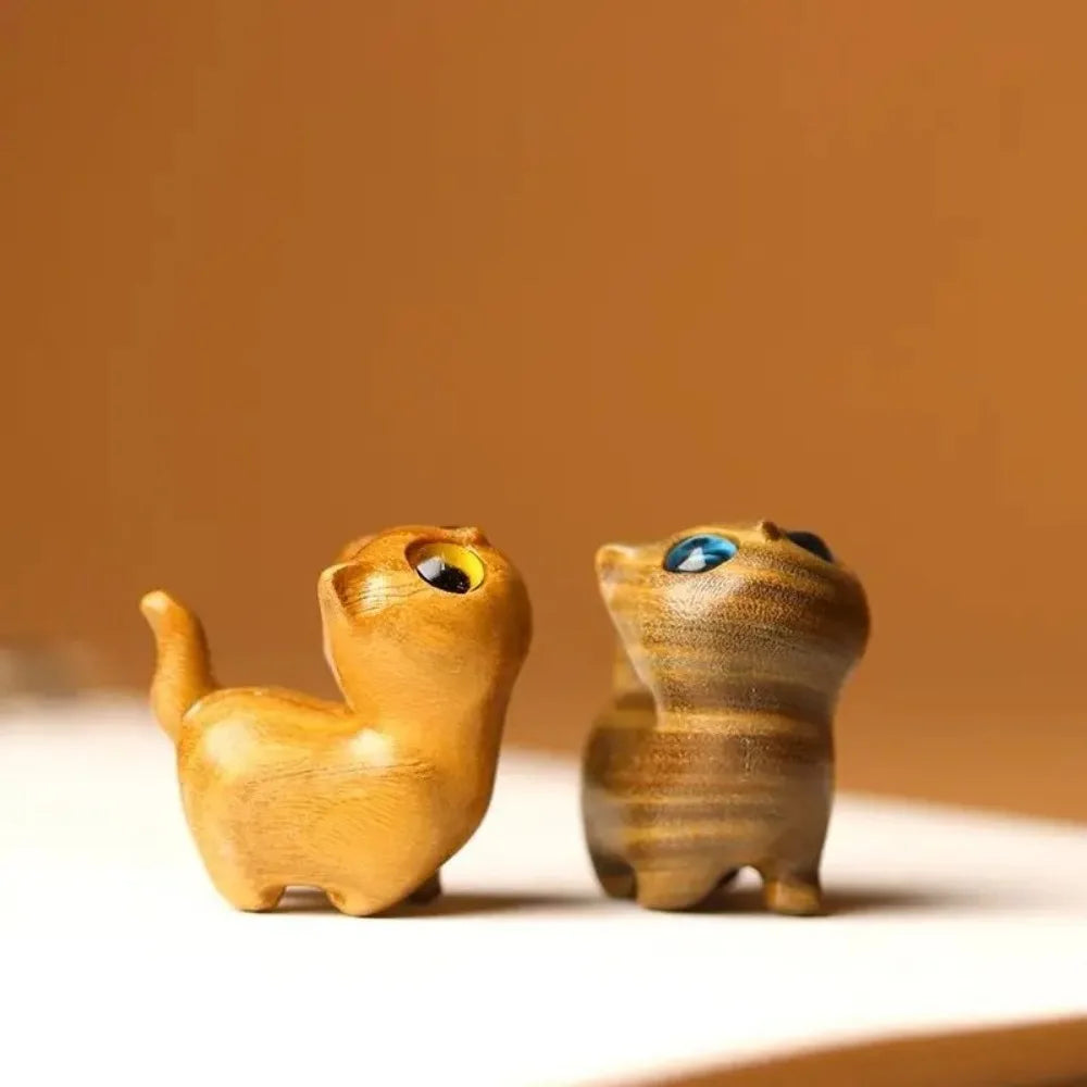 Estatuilla de gatito de madera con encanto, decoración de gato hecha a mano para el hogar, Idea de regalo perfecta, accesorios para gato