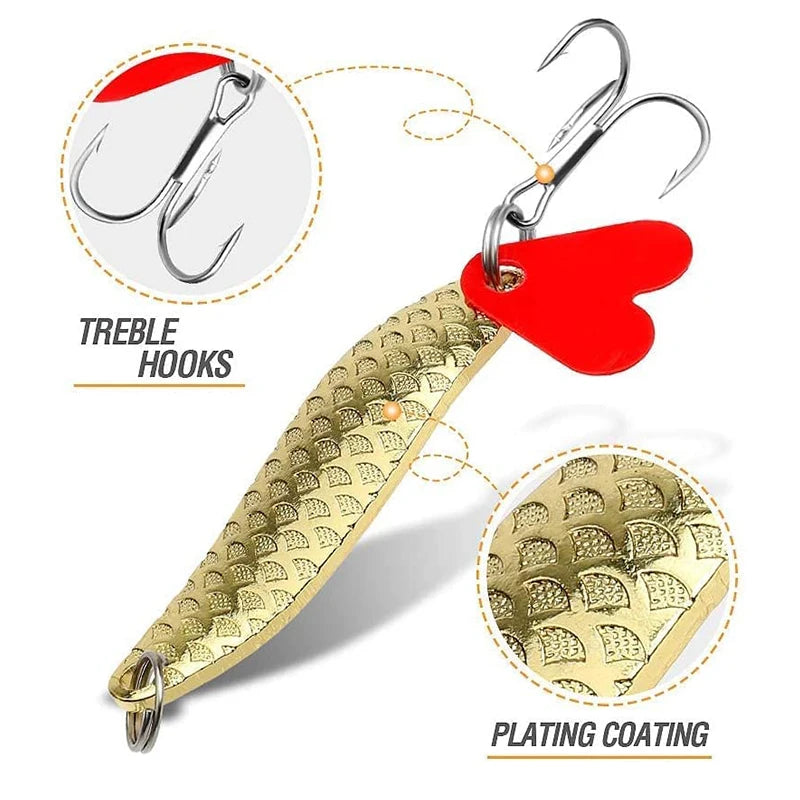 10 unids/set oro y plata plantilla de Metal cuchara Spinner señuelo de pesca Wobbler juego de cebo con caja de aparejos de pesca Kit para pesca