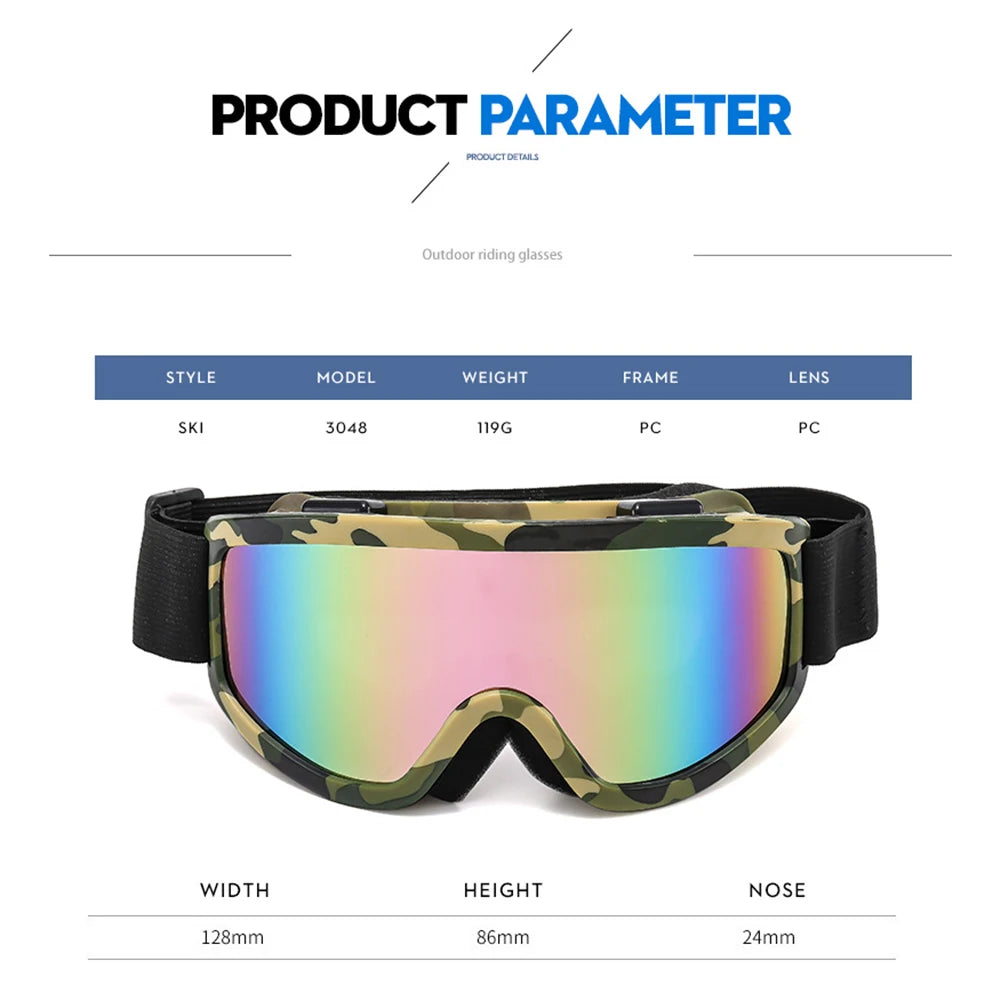 Gafas de esquí de montura grande con lentes coloridas, lentes anticolisión y antideslumbrantes, para deportes al aire libre, nieve, Snowboard, snowboard, esquí