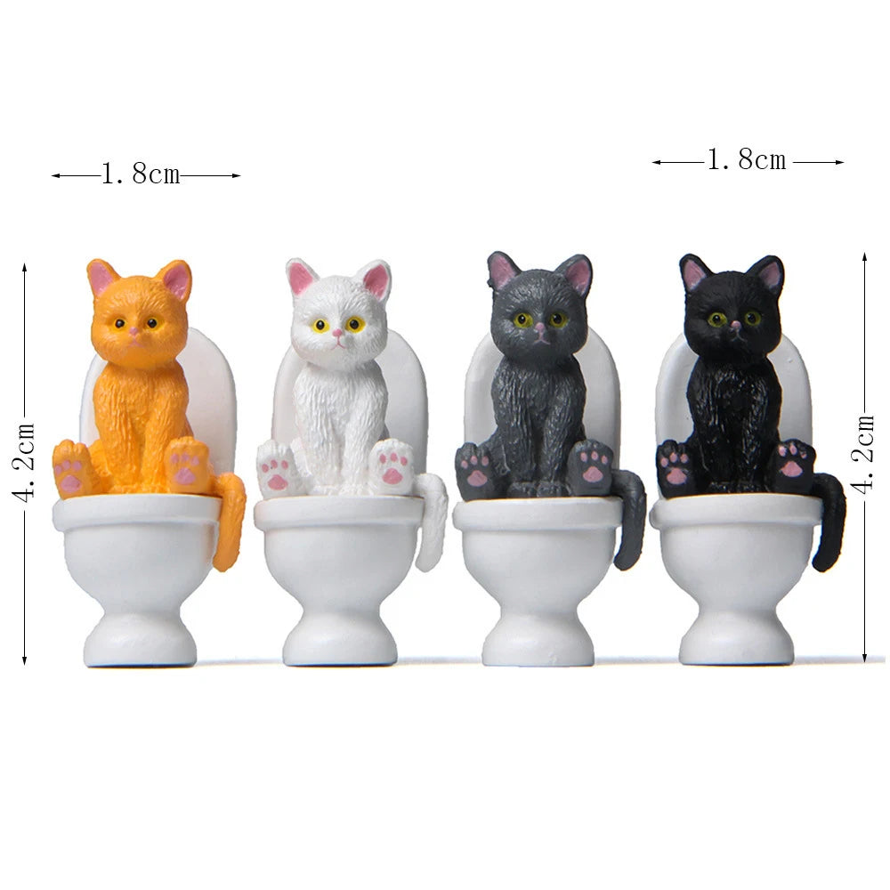 Figuras de gato sentado, adorno de gato para inodoro, muñeca de gato Kawaii, micropaisaje, Hada, jardín, miniatura para niños, juguete de gato, decoración del hogar