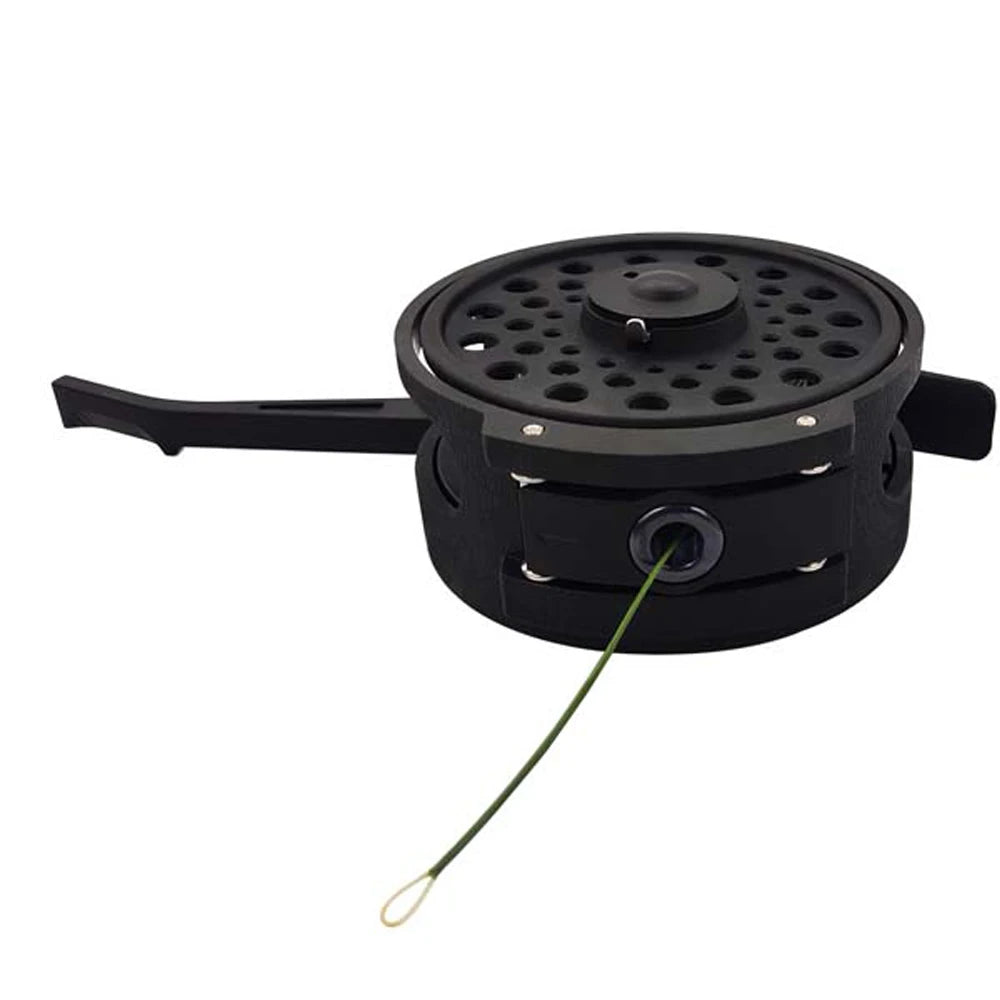 Carrete de pesca con mosca automático Aventik, carrete de pesca de ninfa súper ligero, carrete de mosca de grafito de diseño europeo con bolsa de malla de carrete extro